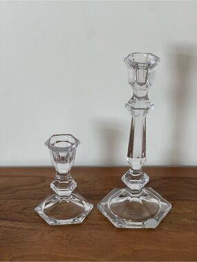 Vintage Partylite Clear Glass Candlestick Holders Set of 2